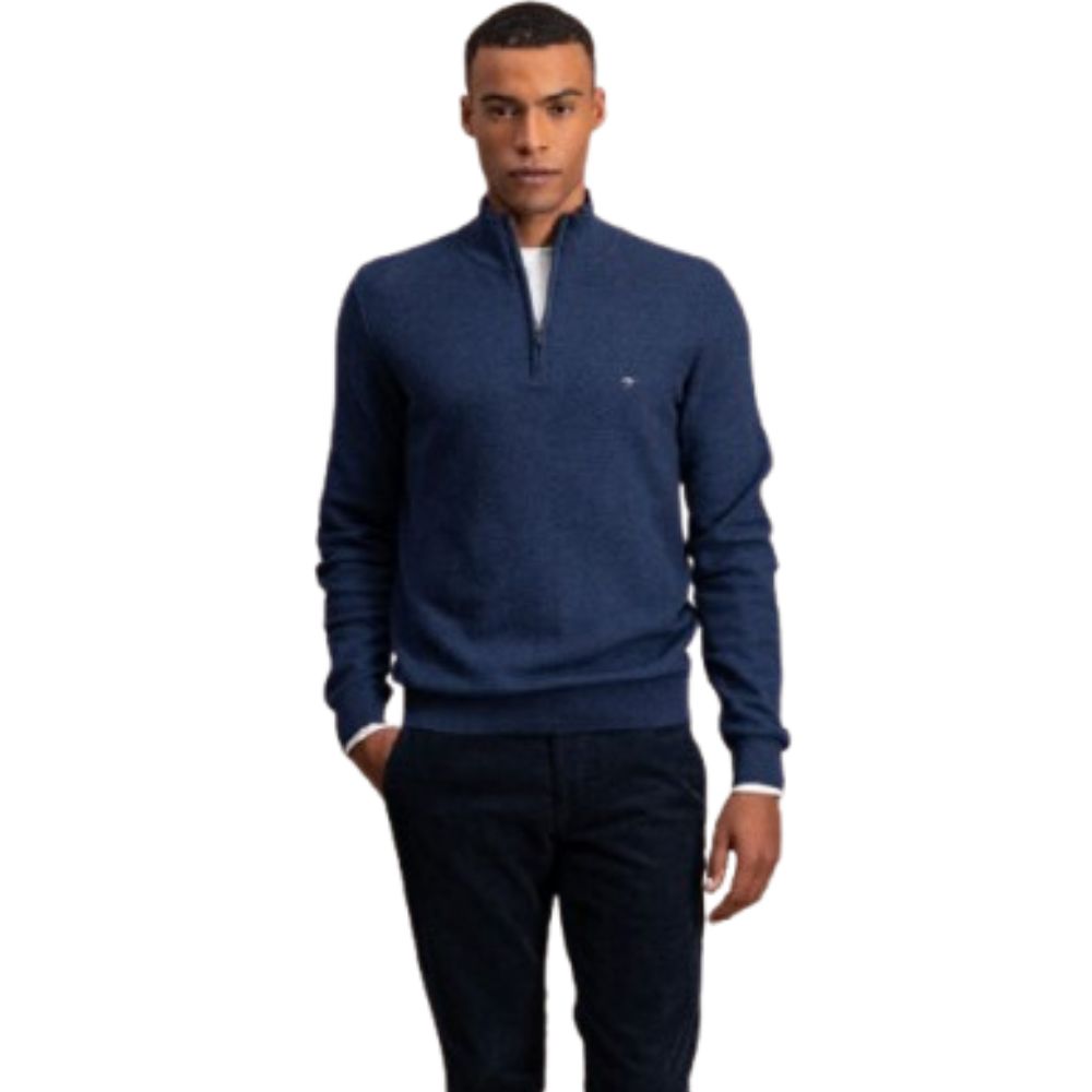 FYNCH HATTON KNITTED TURTLENECK COLLAR MEN NAVY SWEATER